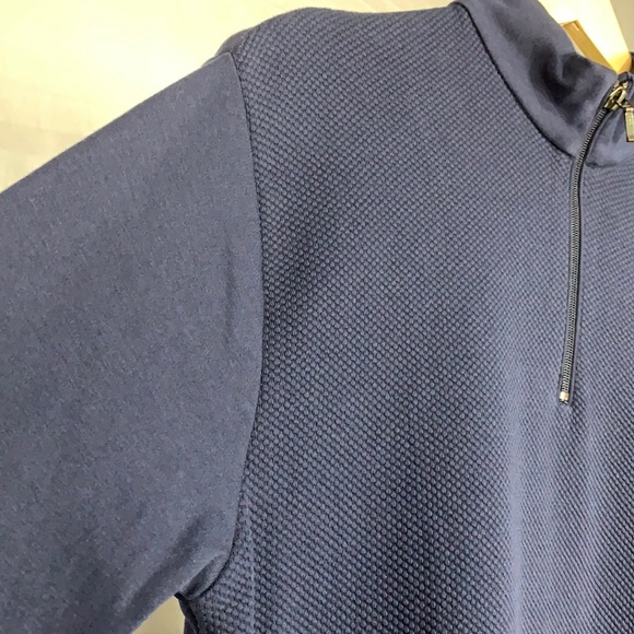 British Polo Blue 1/4 Zip Up Waffle Long Sleeve - Picture 4 of 12